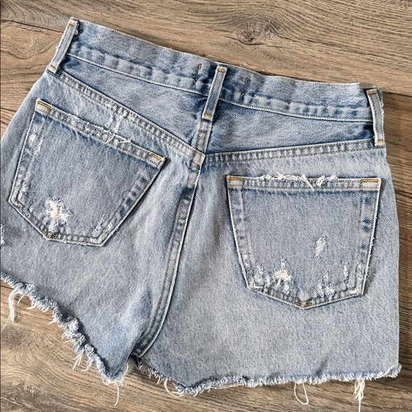 Agolde Women's Ripped Jean Shorts - Light Blue - Picture 6 of 10
